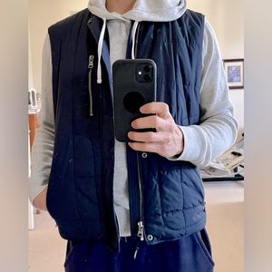 Navy blue Banana Republic quilted and fleece vest.